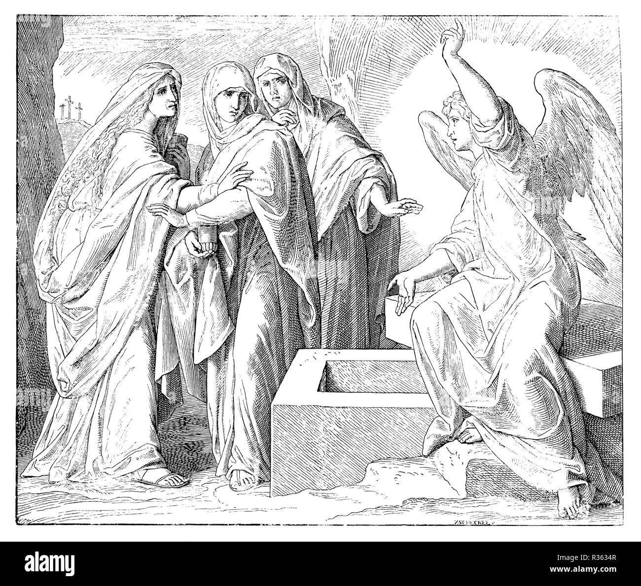 Le donne presso la tomba di Gesù, Julius Schnorr von Carolsfeld Foto Stock