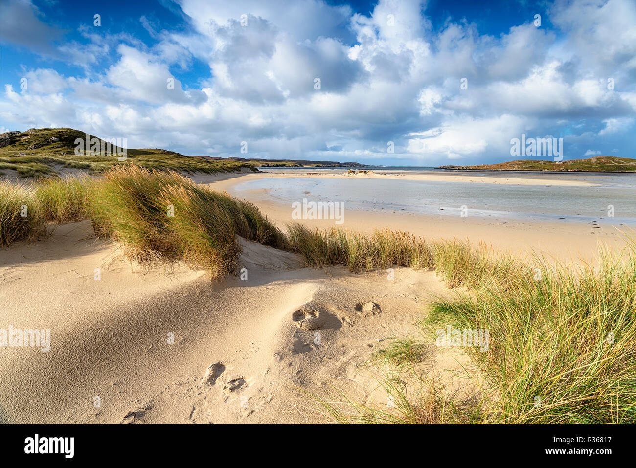 Uig sands beach ar Ardroil sull'isola di Lewis nelle Ebridi Esterne in Scozia Foto Stock