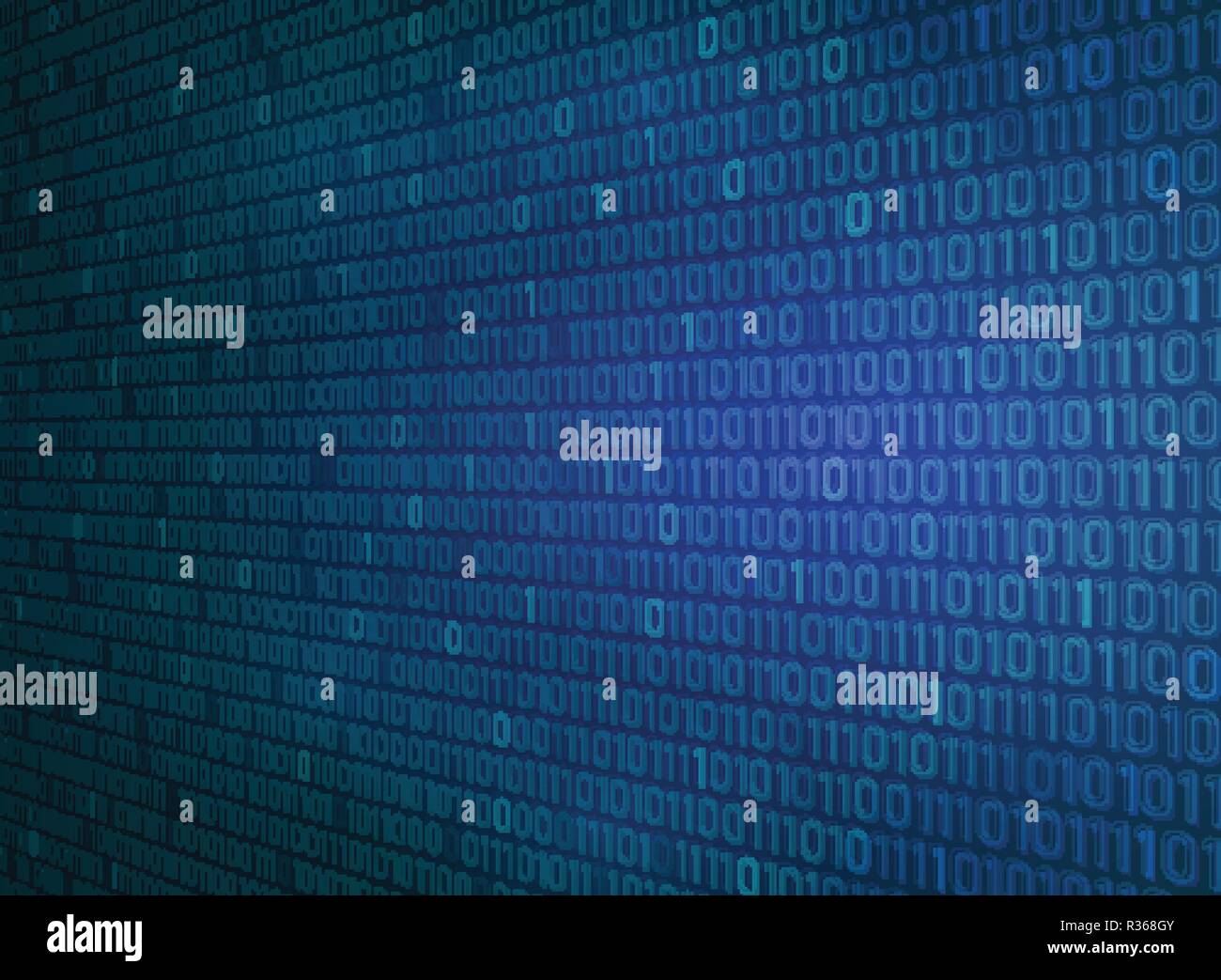Abstract di zero binario uno di tecnologia gradiente dello sfondo blu, vettoriale EPS10 Illustrazione Vettoriale