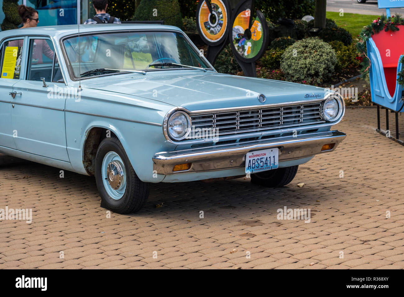 Blu polvere 1965 Dodge Dart, rock star Kurt Cobain dell'auto, concetto di celebrità, oldtimer concetto, sessanta memorabilia, persone famose, saloon, Nirvana Foto Stock