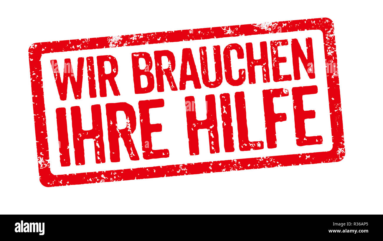 Francobollo rosso - abbiamo bisogno del vostro aiuto Foto Stock