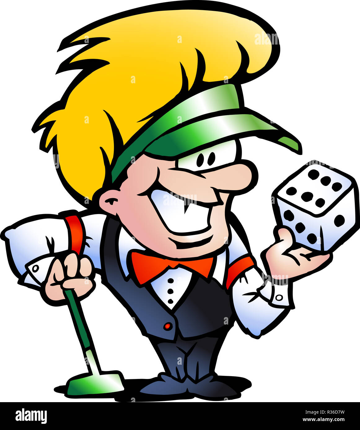 Disegnate a mano illustrazione vettoriale di un Casino Groupier Foto Stock