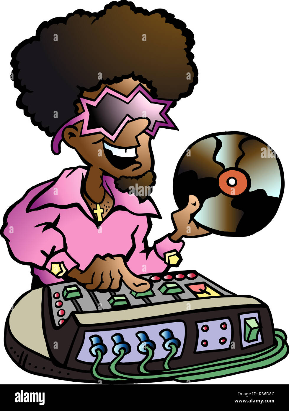 Disegnate a mano illustrazione vettoriale di una Discoteca DJ Foto Stock