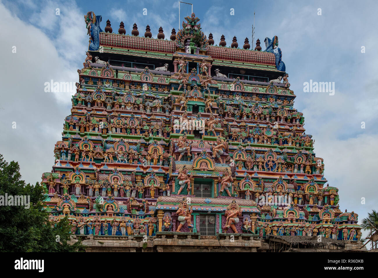 West Gopuram, Thillai Nataraja tempio, Chidambaram, Tamil Nadu, India Foto Stock