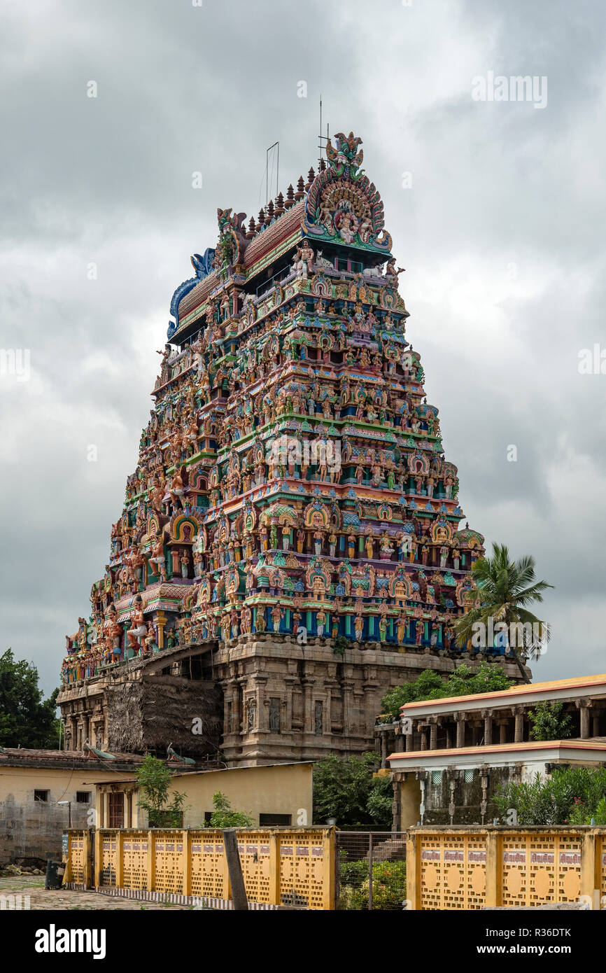 West Gopuram, Thillai Nataraja tempio, Chidambaram, Tamil Nadu, India Foto Stock