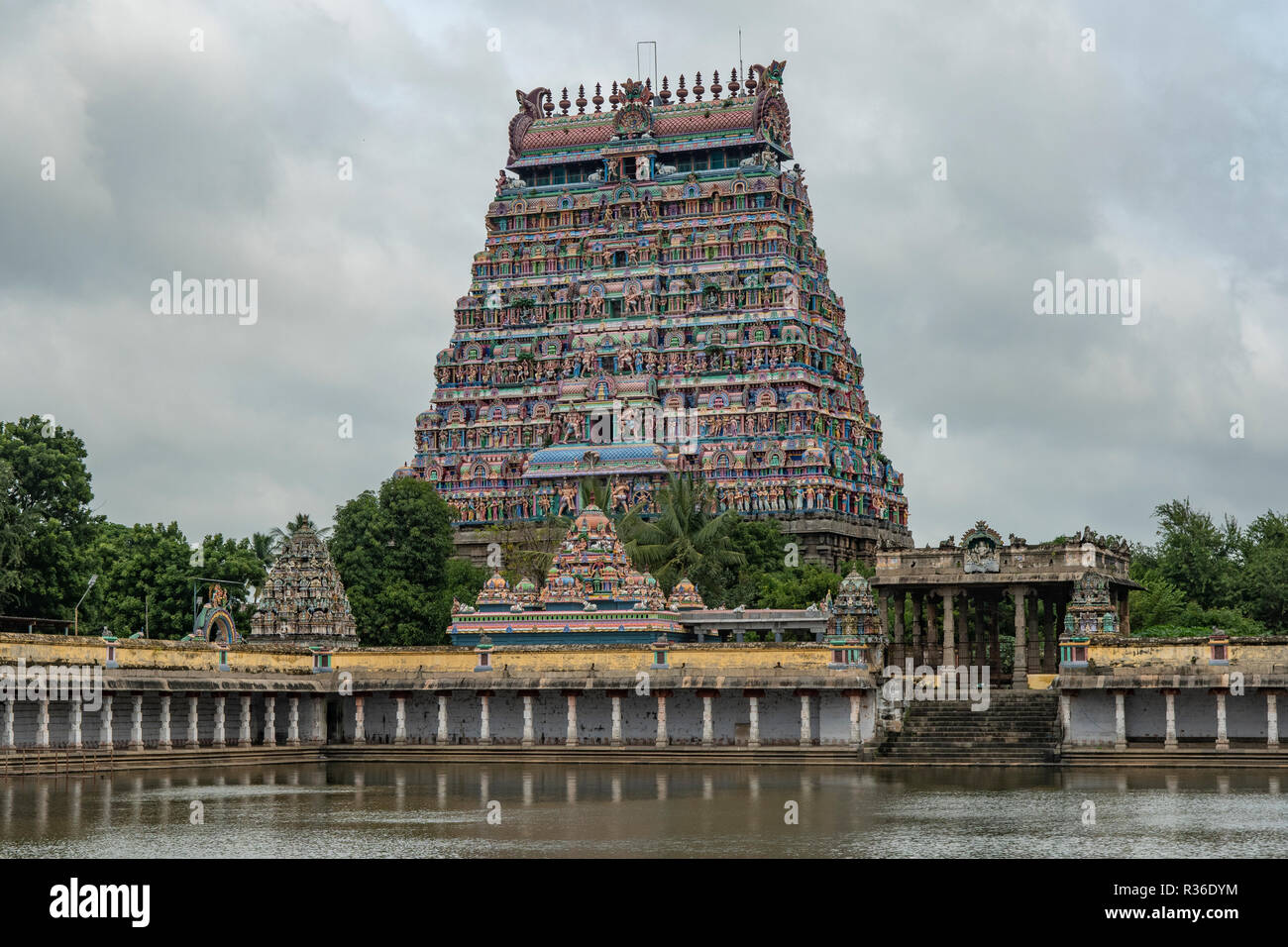 Gopuram nord, Thillai Nataraja tempio, Chidambaram, Tamil Nadu, India Foto Stock