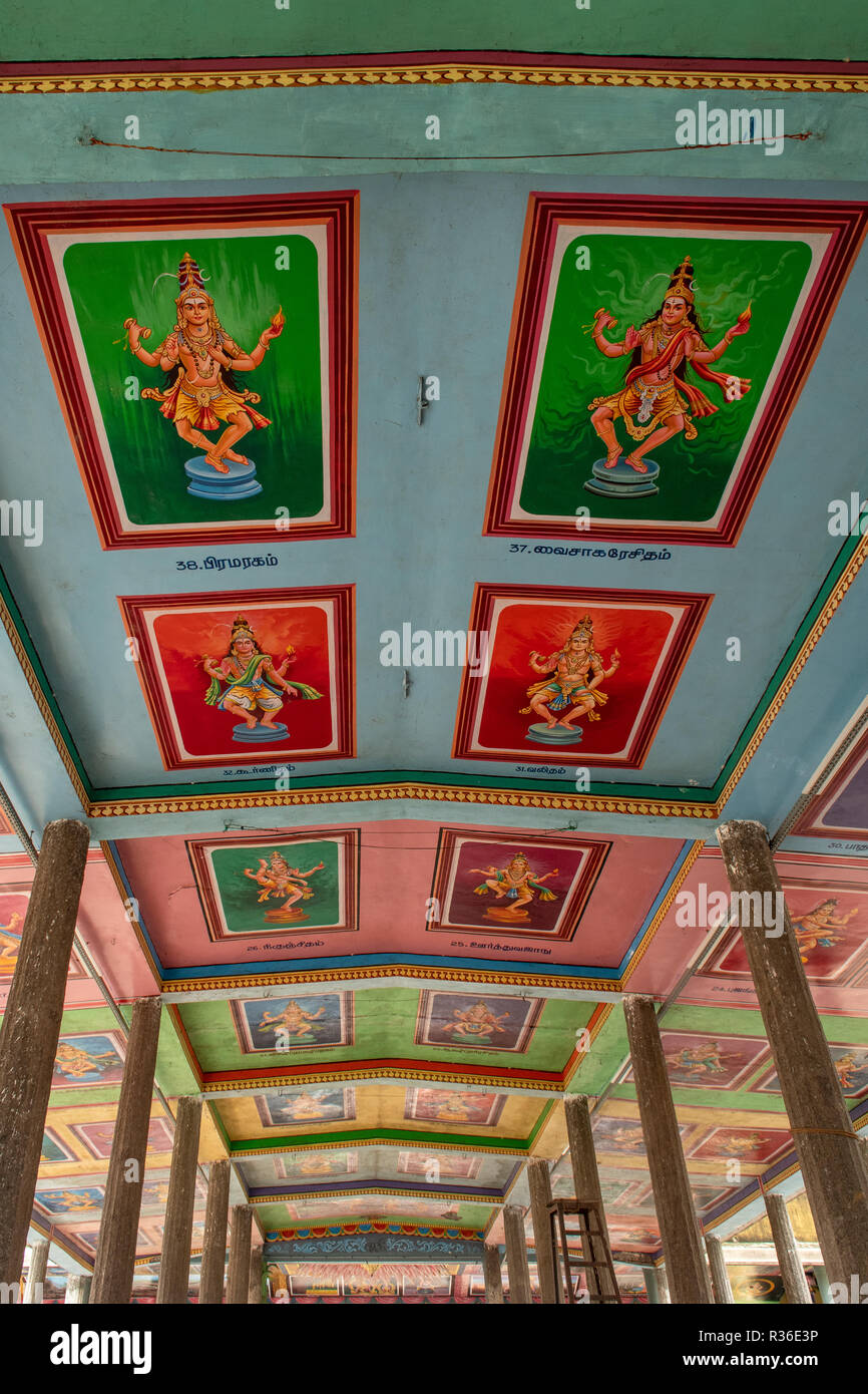 Il soffitto dipinto di Sabha in Thillai Nataraja tempio, Chidambaram, Tamil Nadu, India Foto Stock