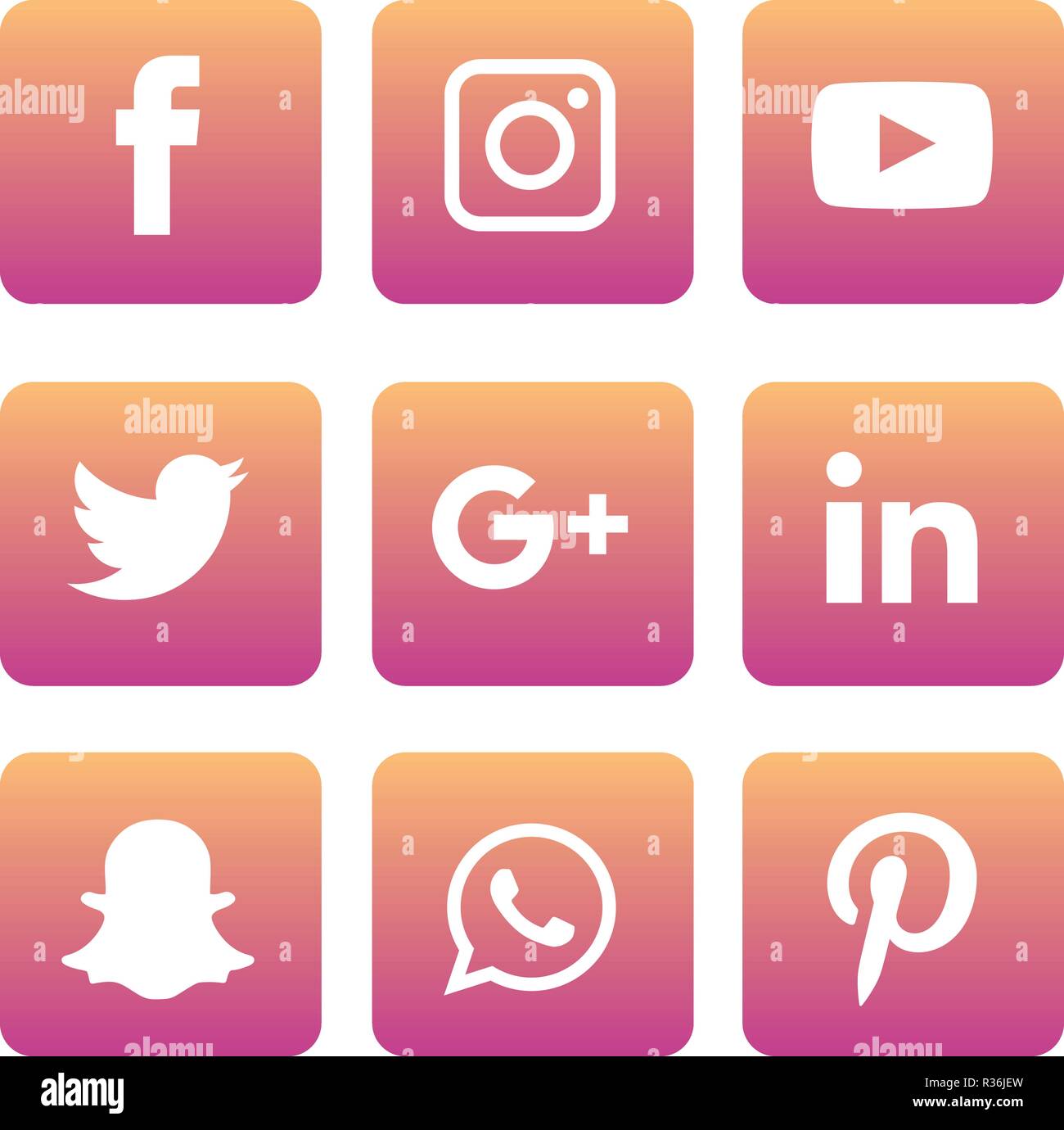 Social media set di icone vettore Logo Illustrator sociali, media, icona, snapchat, facebook instagram, twitter whatsapp, impostare, rete, popolare, comm, TEC Illustrazione Vettoriale