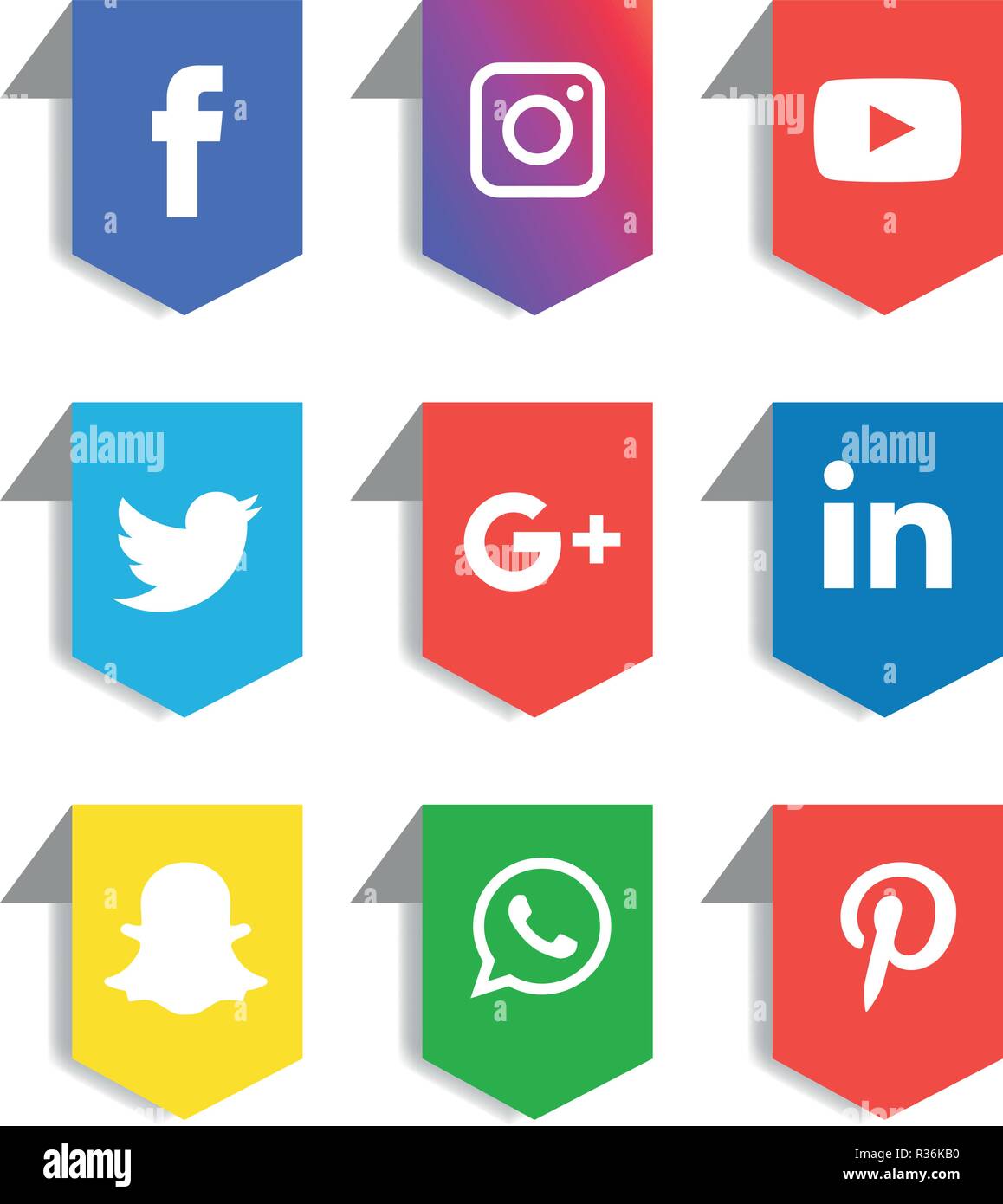 Social media set di icone vettore Logo Illustrator sociali, media, icona, snapchat, facebook instagram, twitter whatsapp, impostare, rete, popolare, comm, TEC Illustrazione Vettoriale