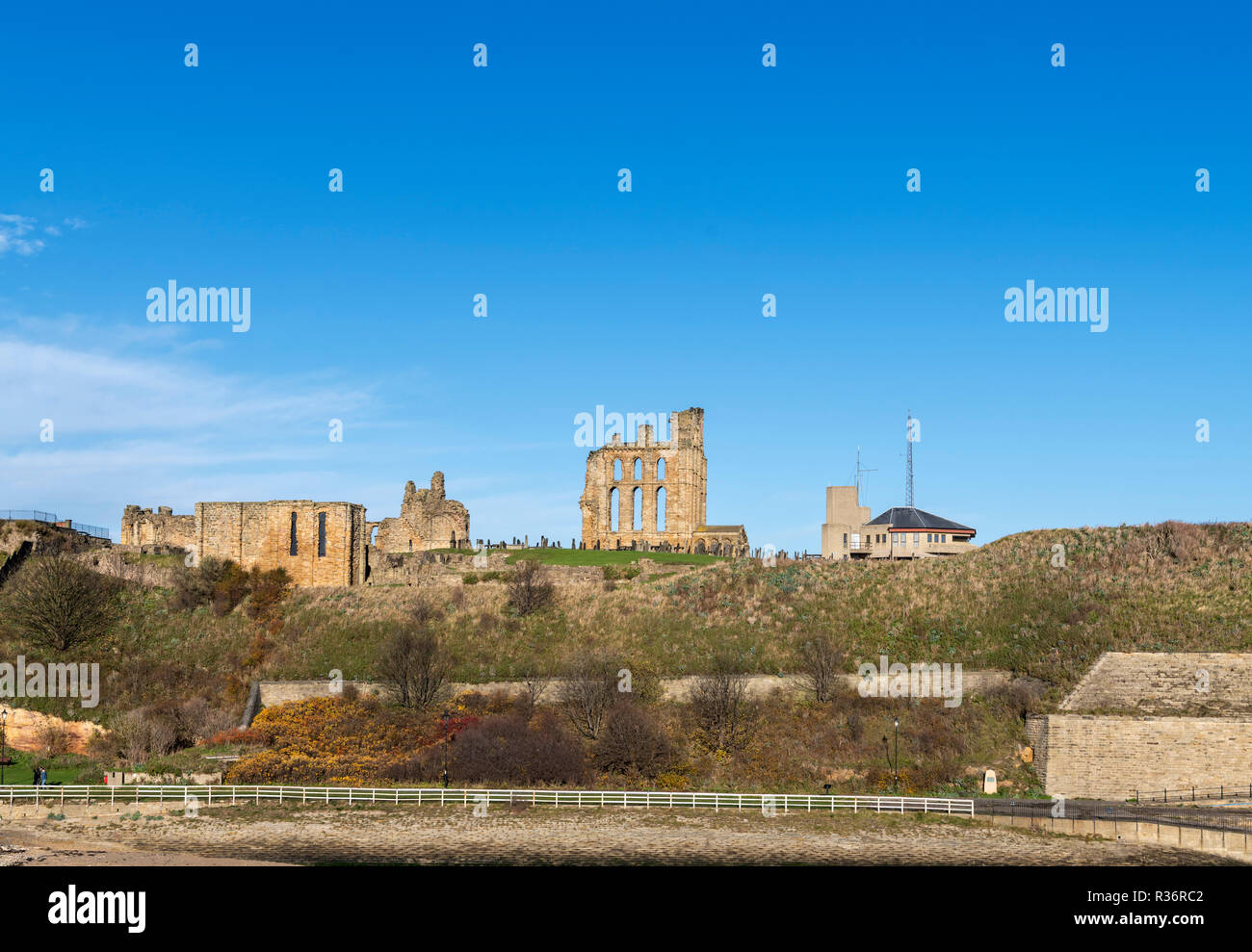 Priorato di Tynemouth, Castello di Tynemouth e Priory, Tynemouth, Tyne and Wear, England Regno Unito Foto Stock