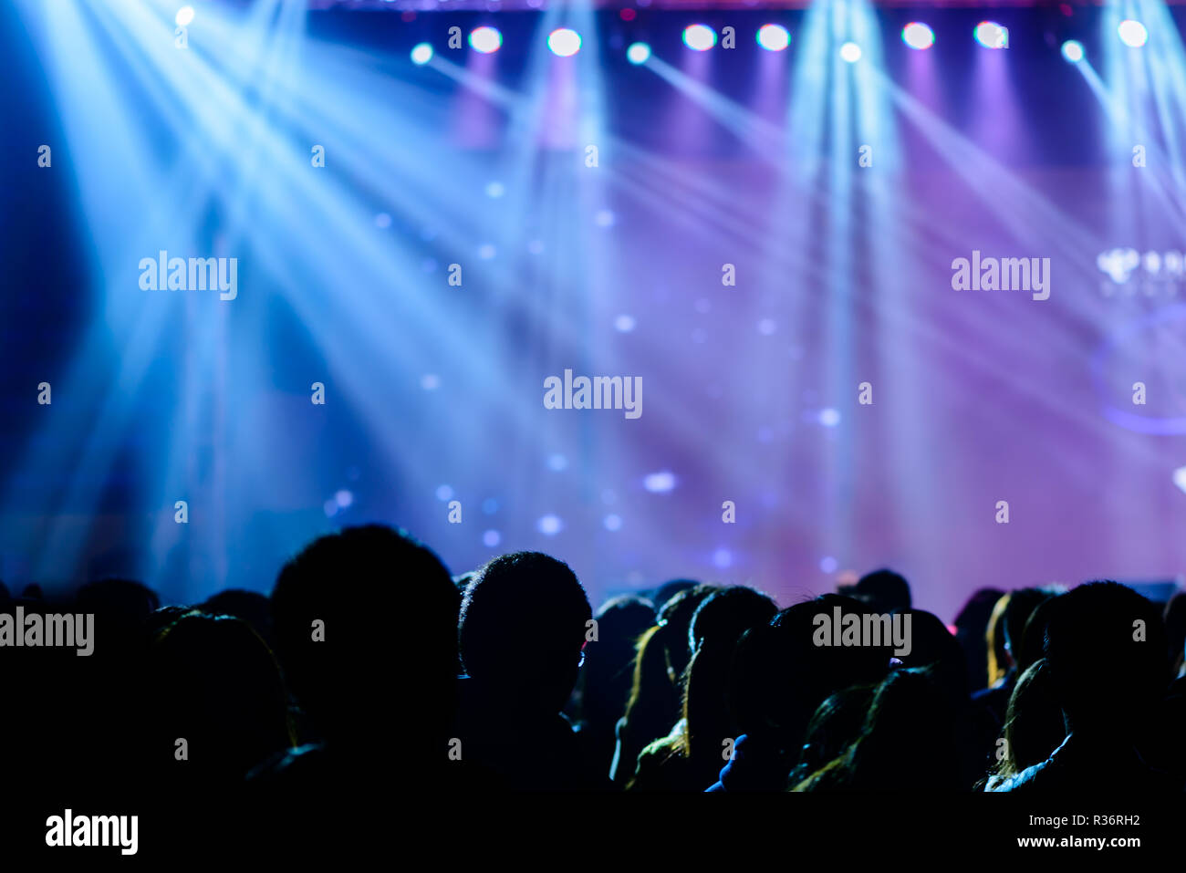 Silhouette di pubblico a un concerto dal vivo Foto Stock