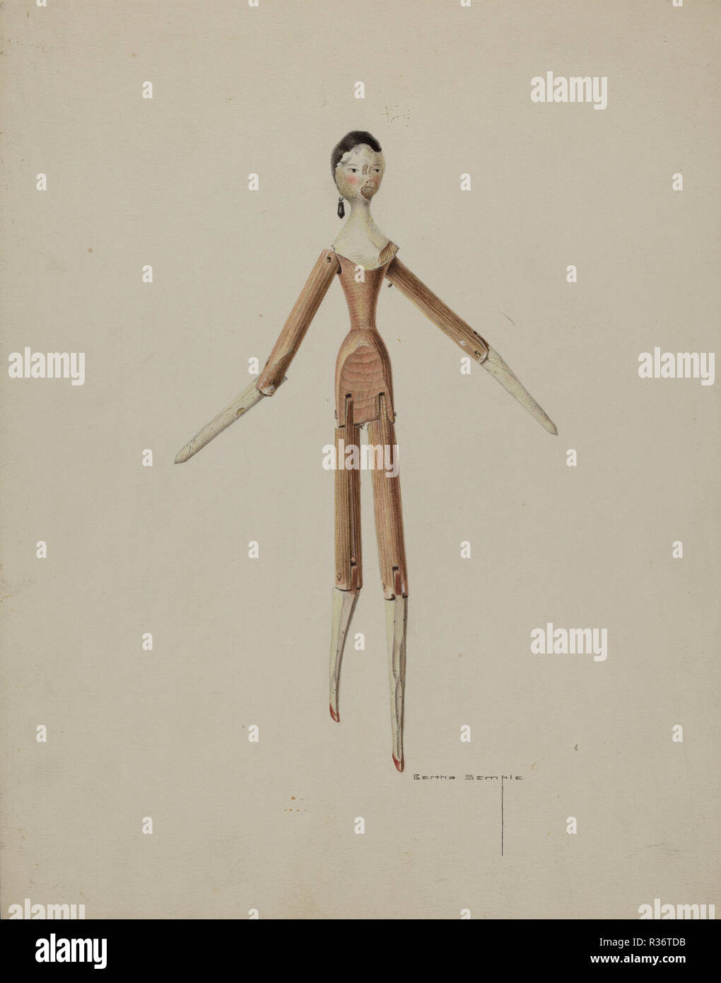 Il burattino di legno. Data: c. 1939. Dimensioni: complessivo: 35,5 x 28 cm (14 x 11 in.). Medium: acquerello e grafite su cartone. Museo: National Gallery of Art di Washington DC. Autore: Bertha Semple. Foto Stock