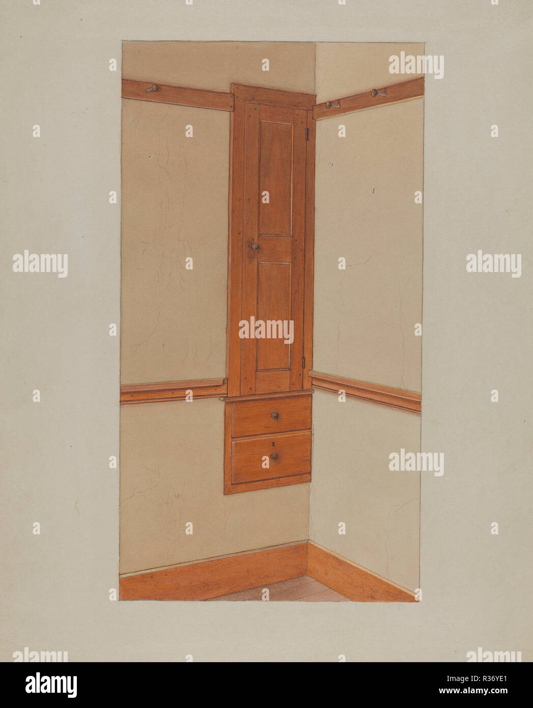 Armadi e cassetti. Data: c. 1938. Dimensioni: complessivo: 27.9 x 23 cm (11 x 9 1/16 in.). Medium: acquerello e grafite su cartone. Museo: National Gallery of Art di Washington DC. Autore: Winslow ricca e John W. Kelleher. Foto Stock