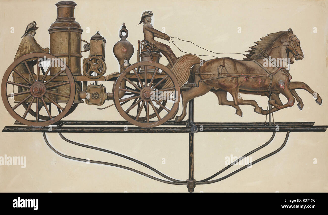 Banderuola: Modello motore Fire. Data: c. 1937. Dimensioni: complessivo: 45,5 x 73,3 cm (17 15/16 x 28 7/8 in.) originale IAD Oggetto: 50' lungo. Medium: acquerello, tempera e grafite su cartone. Museo: National Gallery of Art di Washington DC. Autore: Beverly Chichester. Foto Stock