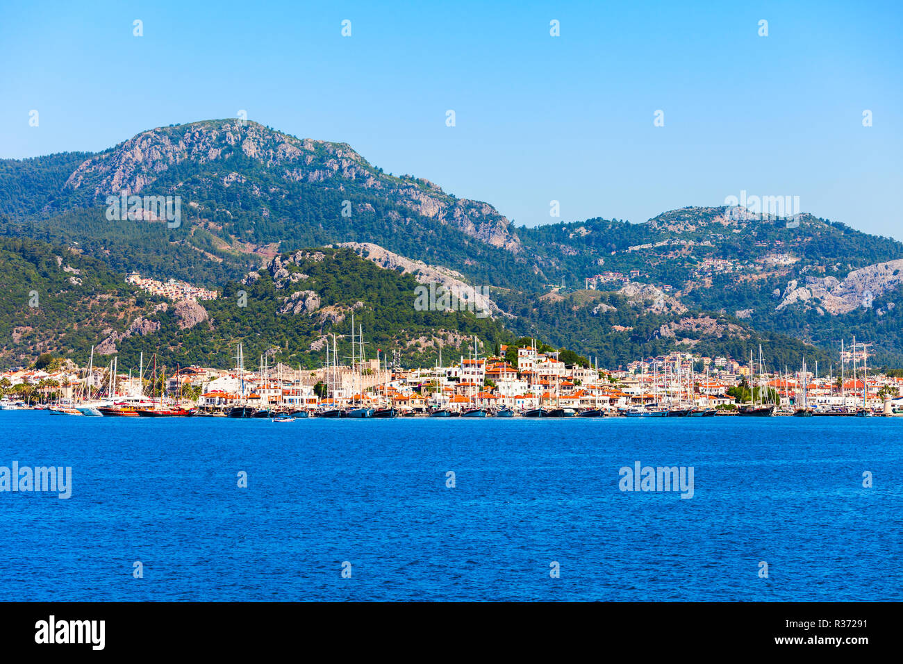 Marmaris antenna città vista panoramica in Turchia Foto Stock