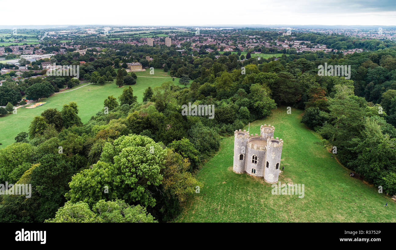 Drone shot di Blaise Castello, Bristol, Inghilterra Foto Stock