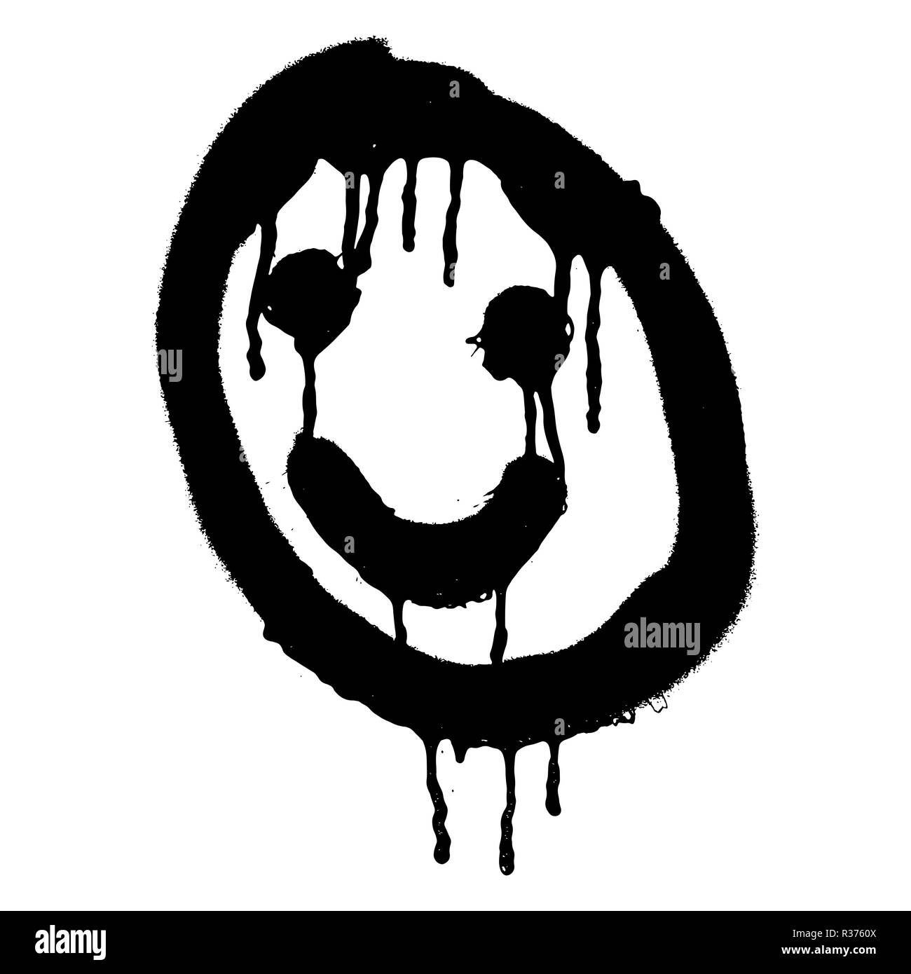 Graffiti grunge gli Emoji con nero ond colore bianco Illustrazione Vettoriale