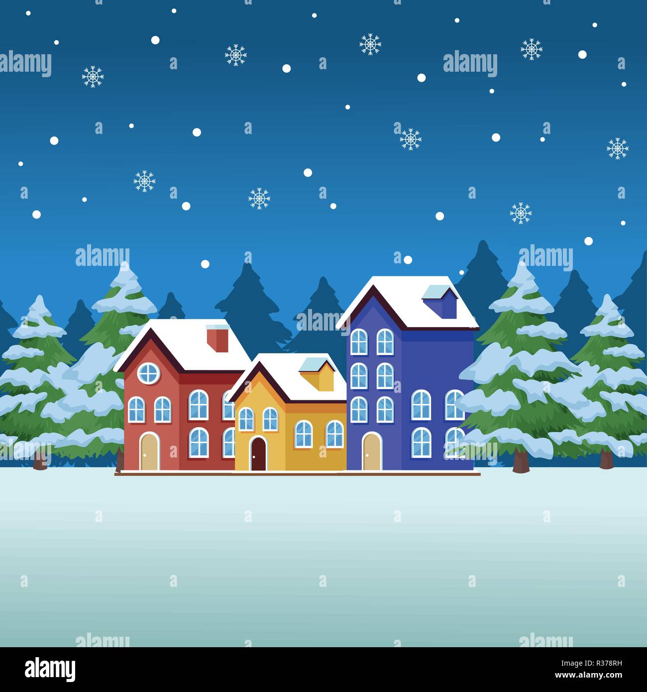 Paesaggio invernale cartoni animati Immagine e Vettoriale - Alamy