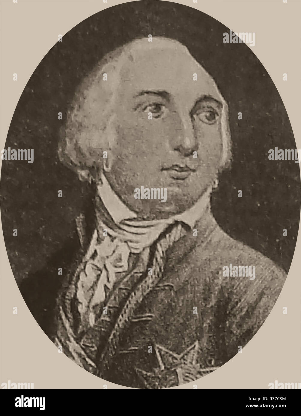 Un ritratto di Filippo 'Egalite' ( Louis Philippe II, duca di Montpensier, Chartres e Orléans) anche il diritto primo principe du sang ( figlio Altesse Sérénissime (S.A.S.) . Egli divenne Duca di Orleans nel 1785 e fu comandante della nave francese Esperit durante la guerra rivoluzionaria americana. Egli è stato anche il Gran Maestro della loggia massonica Grand Orient de France Foto Stock