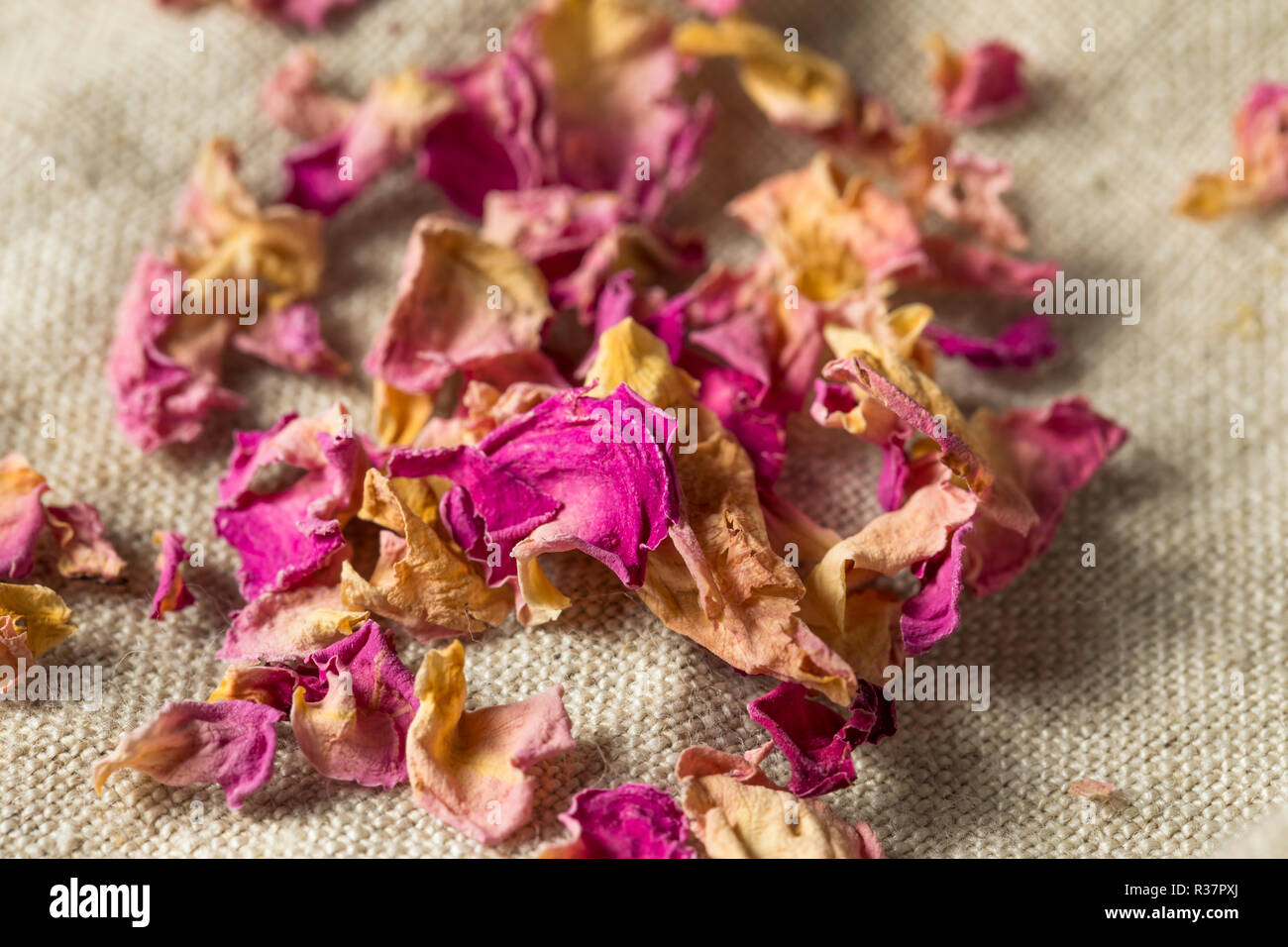 Materie organico secco petali di rosa in una ciotola Foto Stock