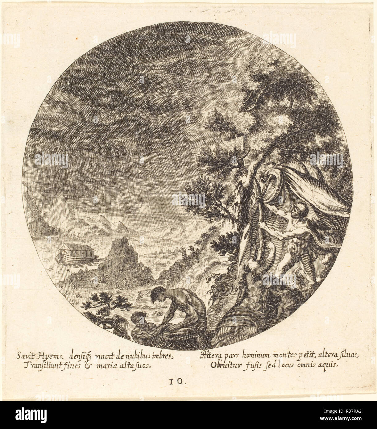 L'alluvione. Data: 1665. Dimensioni: piastra: 15,2 x 14,5 cm (6 x 5 11/16 in.) foglio: 15,4 x 14,6 cm (6 1/16 x 5 3/4 in.). Medio: l'attacco su cui la carta. Museo: National Gallery of Art di Washington DC. Autore: Georg Andreas Wolfgang, il sambuco. Foto Stock