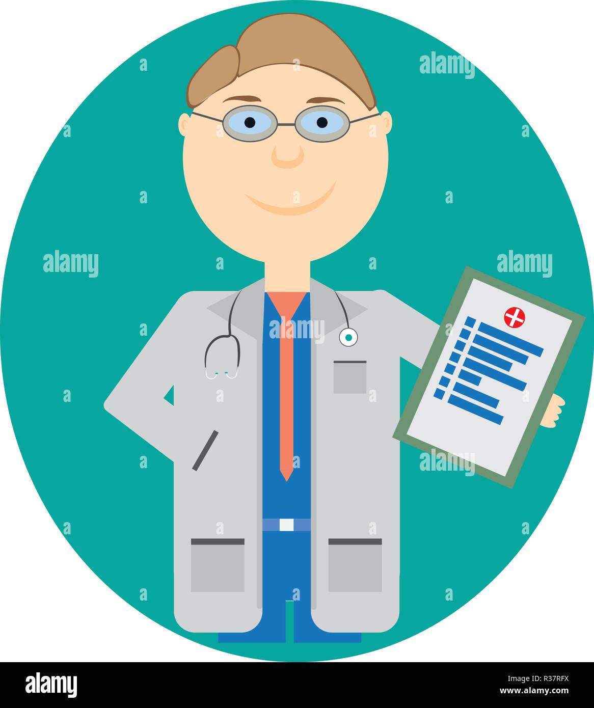 Medico personaggio dei fumetti illustrazione vettoriale design. Illustrazione Vettoriale