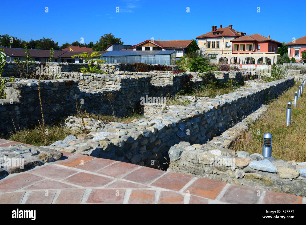 Drobeta Turnu Severin city Roman Fort rovine architettura dettaglio Foto Stock