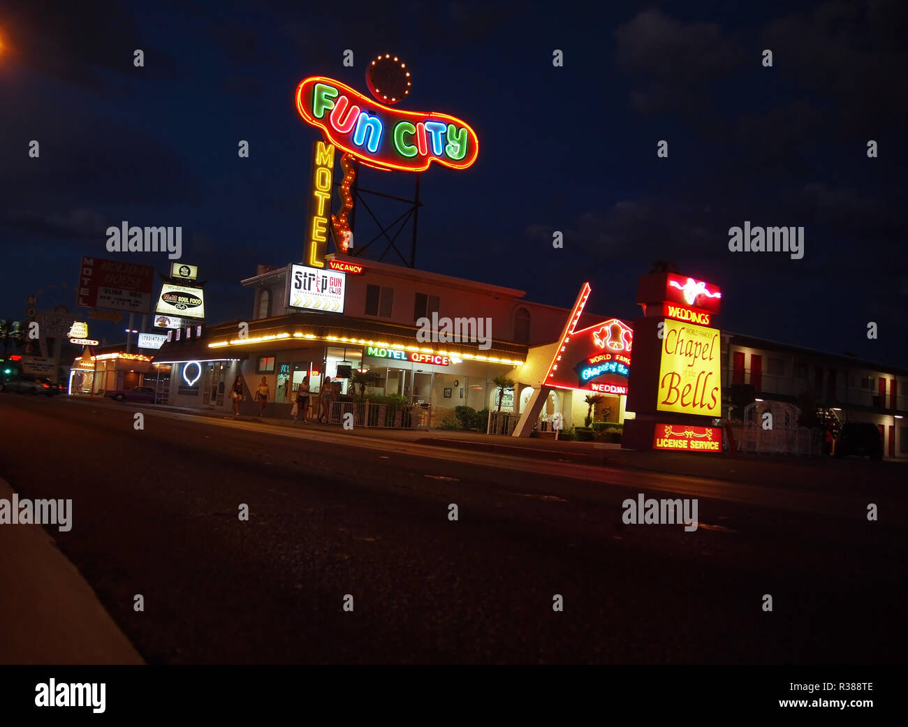 LAS VEGAS, NEVADA - Luglio 20, 2018: Fun City Motel, precedentemente il Glenn Vegas motel, su Las Vegas Boulevard è apparso nel film Vacanze a Las Vegas, tra o Foto Stock