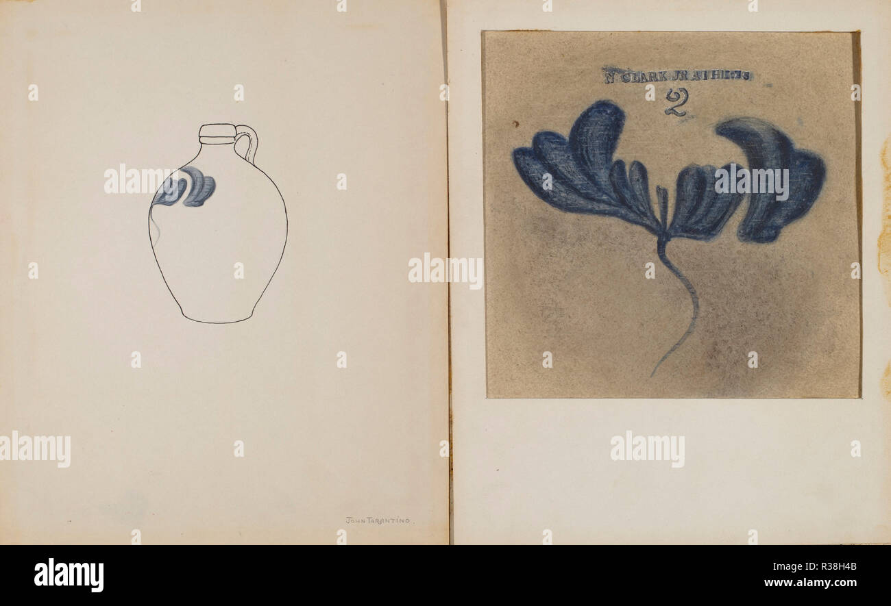 Caraffa. Data: c. 1937. Dimensioni: complessivo: 45,5 x 28 cm (17 15/16 x 11 in.) originale IAD Oggetto: 13' alta. Medium: acquerello, penna e inchiostro e grafite su cartone. Museo: National Gallery of Art di Washington DC. Autore: Giovanni Tarantino. Foto Stock