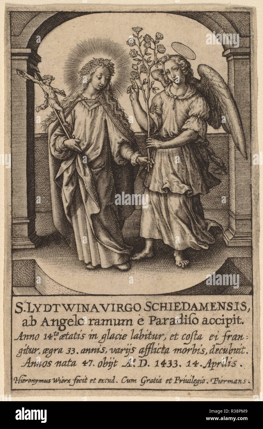 S. Lydtwina Virgo Schiedamensis ... Medium: incisione. Museo: National Gallery of Art di Washington DC. Autore: Hieronymus WIERIX. Foto Stock