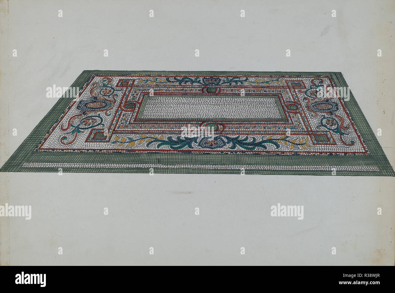 Mosaico in marmo Pavimento. Data: c. 1936. Dimensioni: complessivo: 24,3 x 35,4 cm (9 9/16 x 13 15/16 in.). Medium: acquerello, penna e inchiostro e gouache su carta. Museo: National Gallery of Art di Washington DC. Autore: Ellen Duncan. Foto Stock