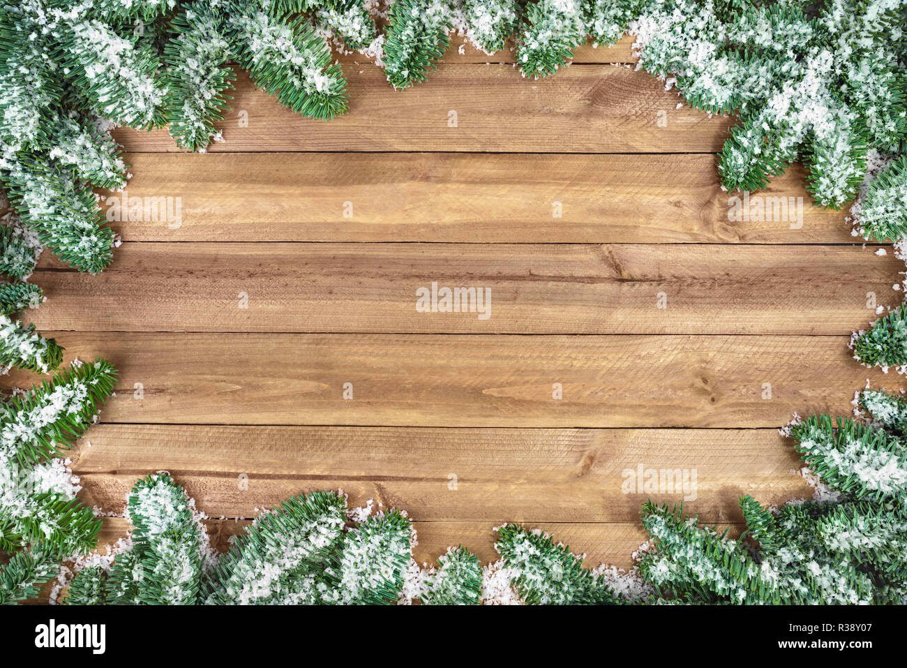 Weihnachtlicher sfondo di legno Foto Stock