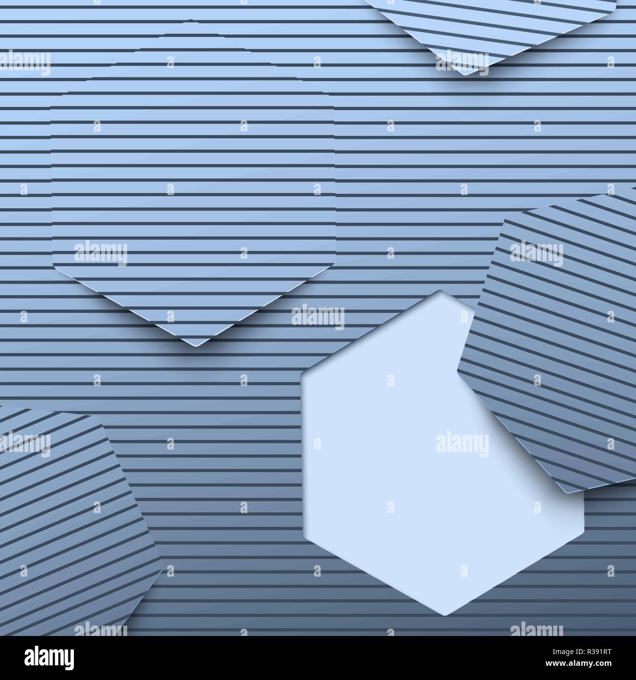 Forma esagonale galleggiante sul nero blu modello di linea con spazio per il testo. Illustrazione Vettoriale design minimale per astratto concetto di sfondo. Illustrazione Vettoriale