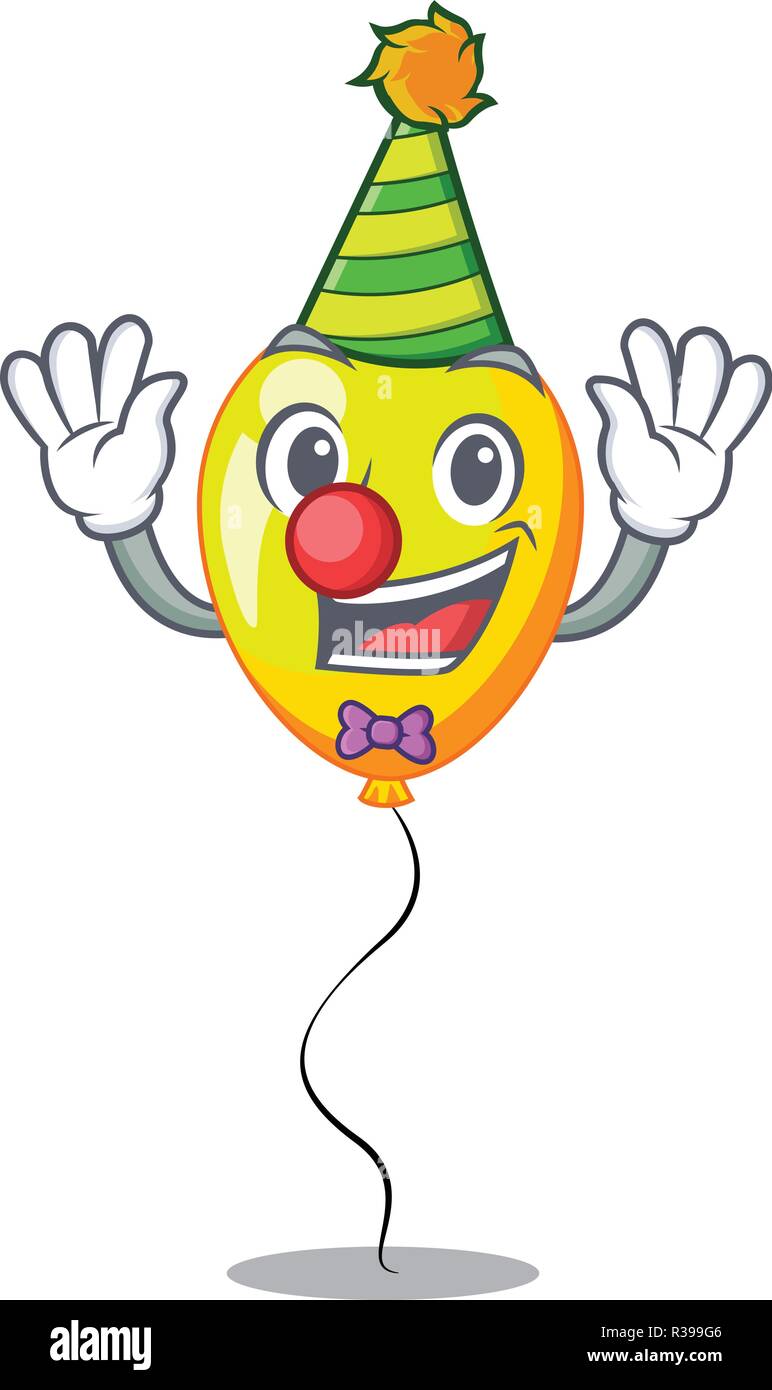Clown palloncino giallo isolato su per la mascotte Illustrazione Vettoriale