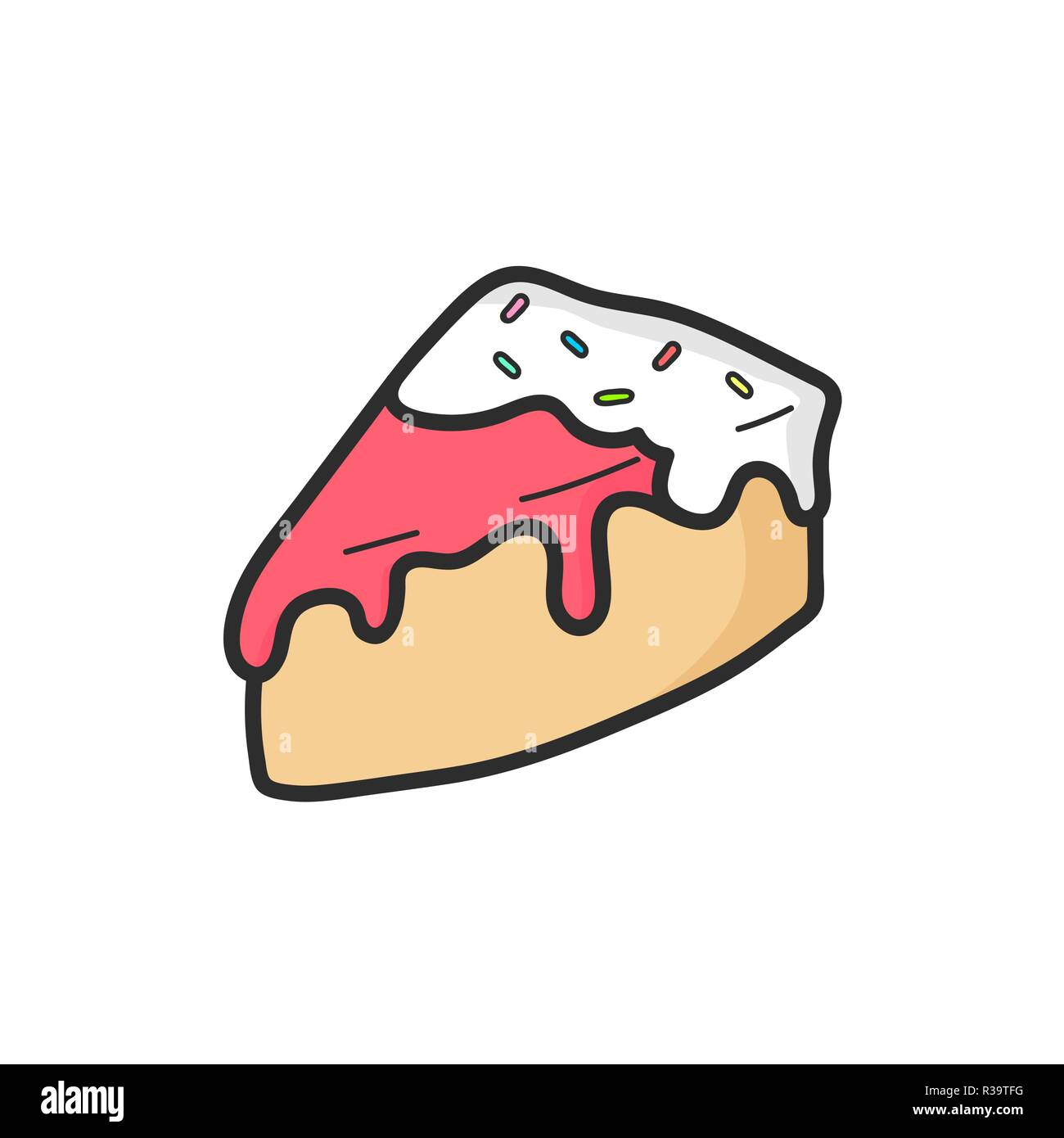 Carino fetta di torta disegno. Il vettore isolato. Illustrazione. Illustrazione Vettoriale