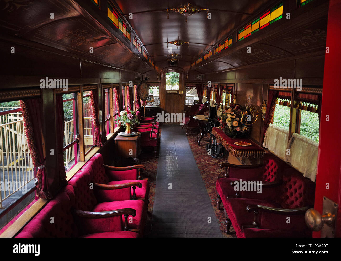 Il Salone presidenziale caboose auto, meglio noto come il Lilly Belle è visto in Disneyland, Anaheim, CA. Stati Uniti d'America Foto Stock