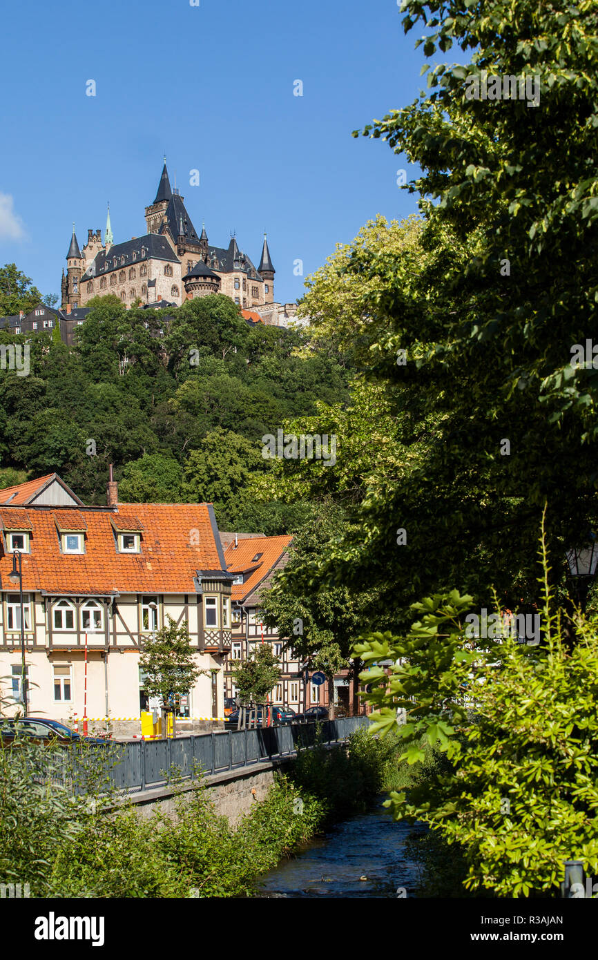 Vista sul castello di Wernigerode Foto Stock
