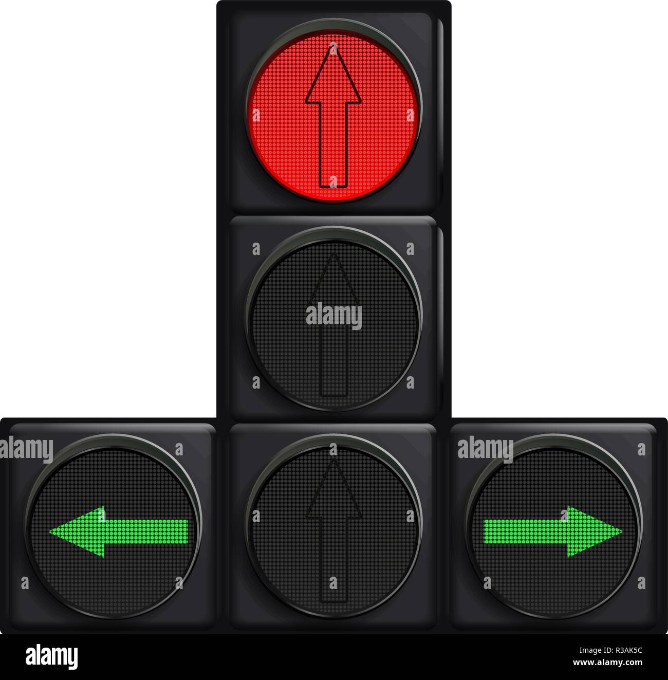 Il semaforo con la luce rossa accesa Illustrazione Vettoriale