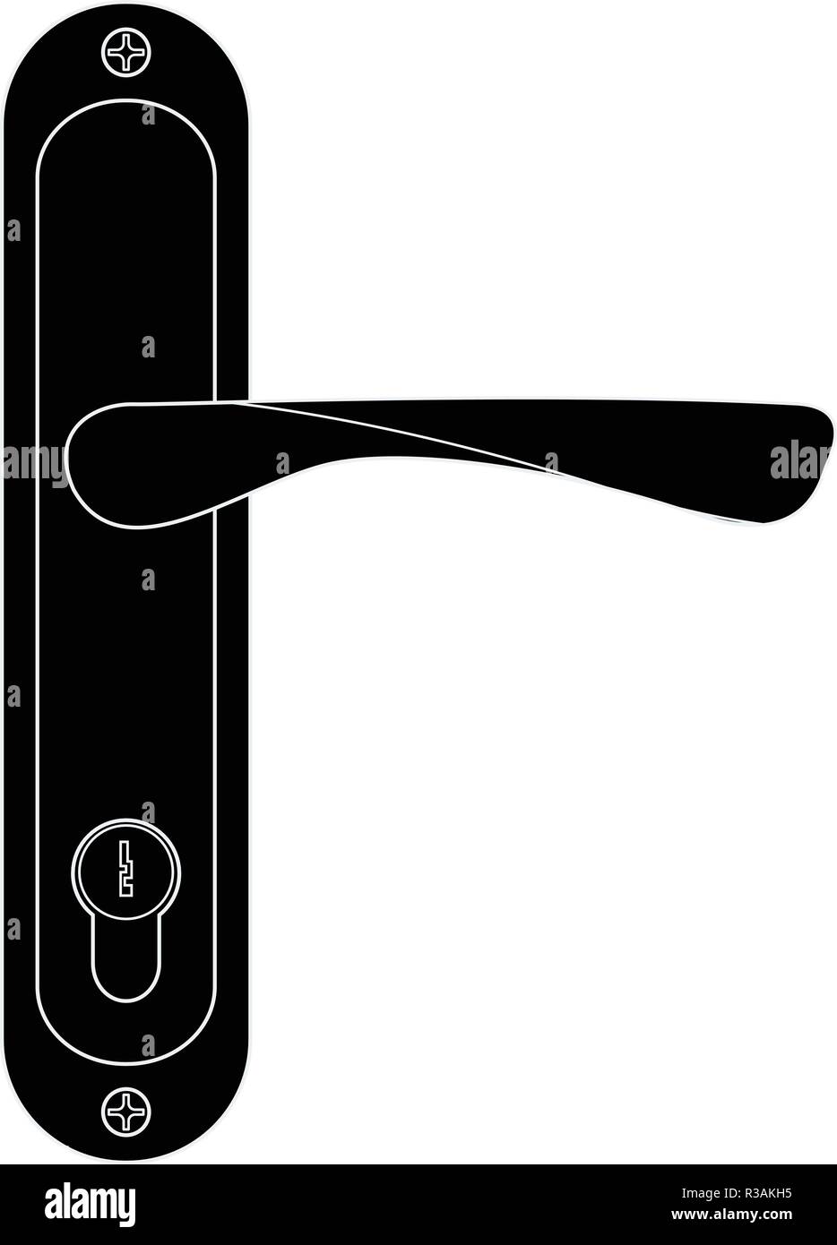 Maniglia della porta. Icona nera Illustrazione Vettoriale