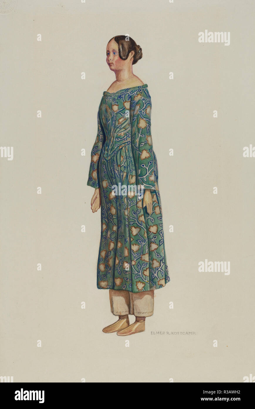 Bambola. Data: c. 1940. Dimensioni: complessivo: 34,7 x 22,9 cm (13 11/16 x 9 in.) originale IAD Oggetto: 15' alta. Medium: acquerello e grafite su carta. Museo: National Gallery of Art di Washington DC. Autore: Elmer R. Kottcamp. Foto Stock