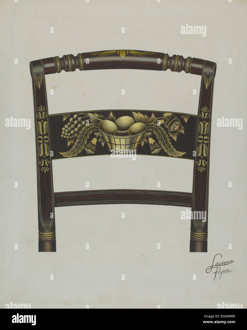 Design sul retro di Hitchcock sedia. Data: c. 1936. Dimensioni: complessivo: 34,3 x 27,9 cm (13 1/2 x 11 in.) originale IAD Oggetto: nessuno dato. Medium: acquerello, tempera, matita colorata, a penna e in k e grafite su carta. Museo: National Gallery of Art di Washington DC. Autore: Lawrence Flynn. Foto Stock