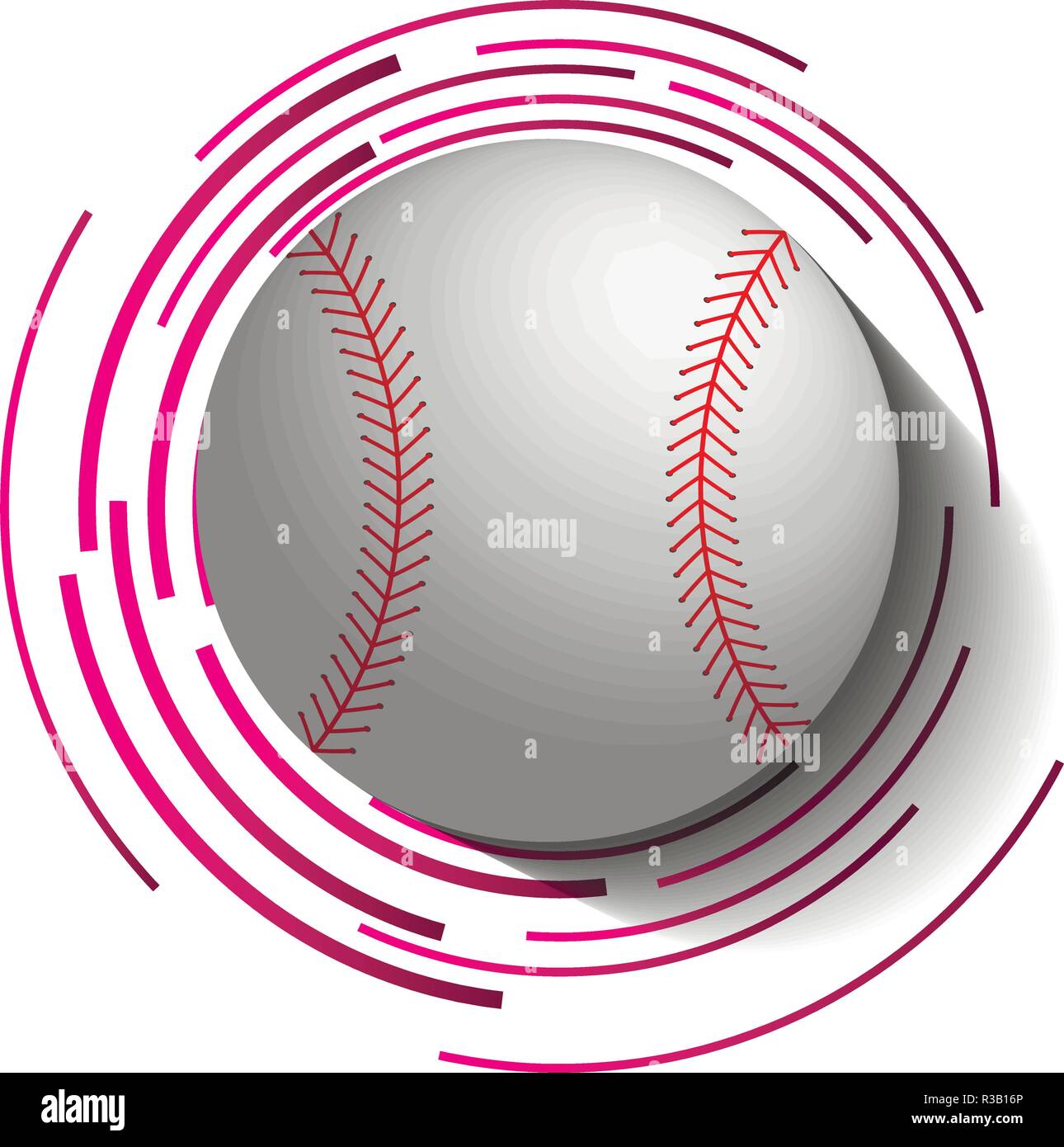 Moderno vettore palla da baseball con effetto 3d. Illustrazione Vettoriale
