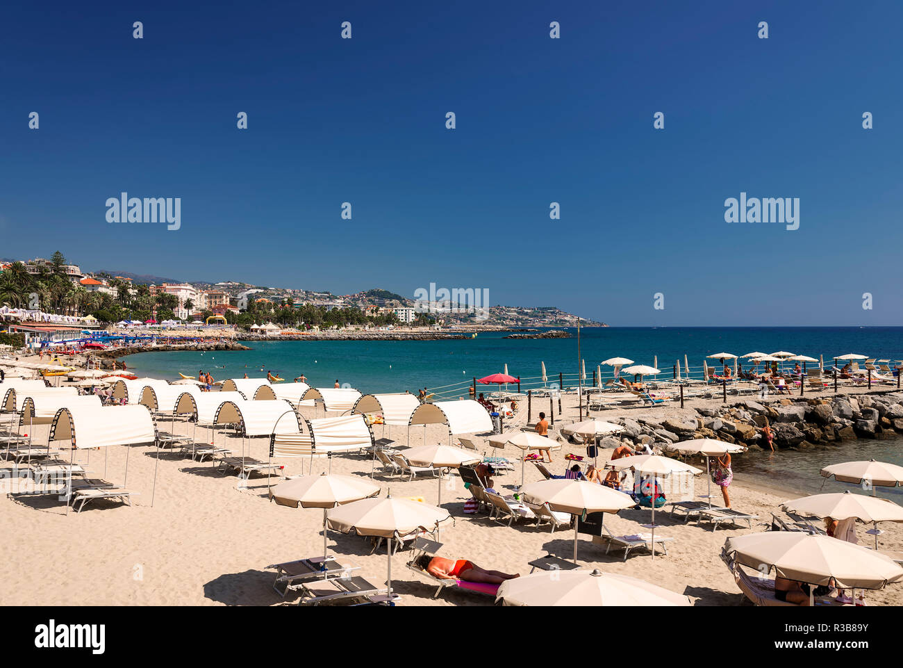 Spiaggia di San remo Foto Stock