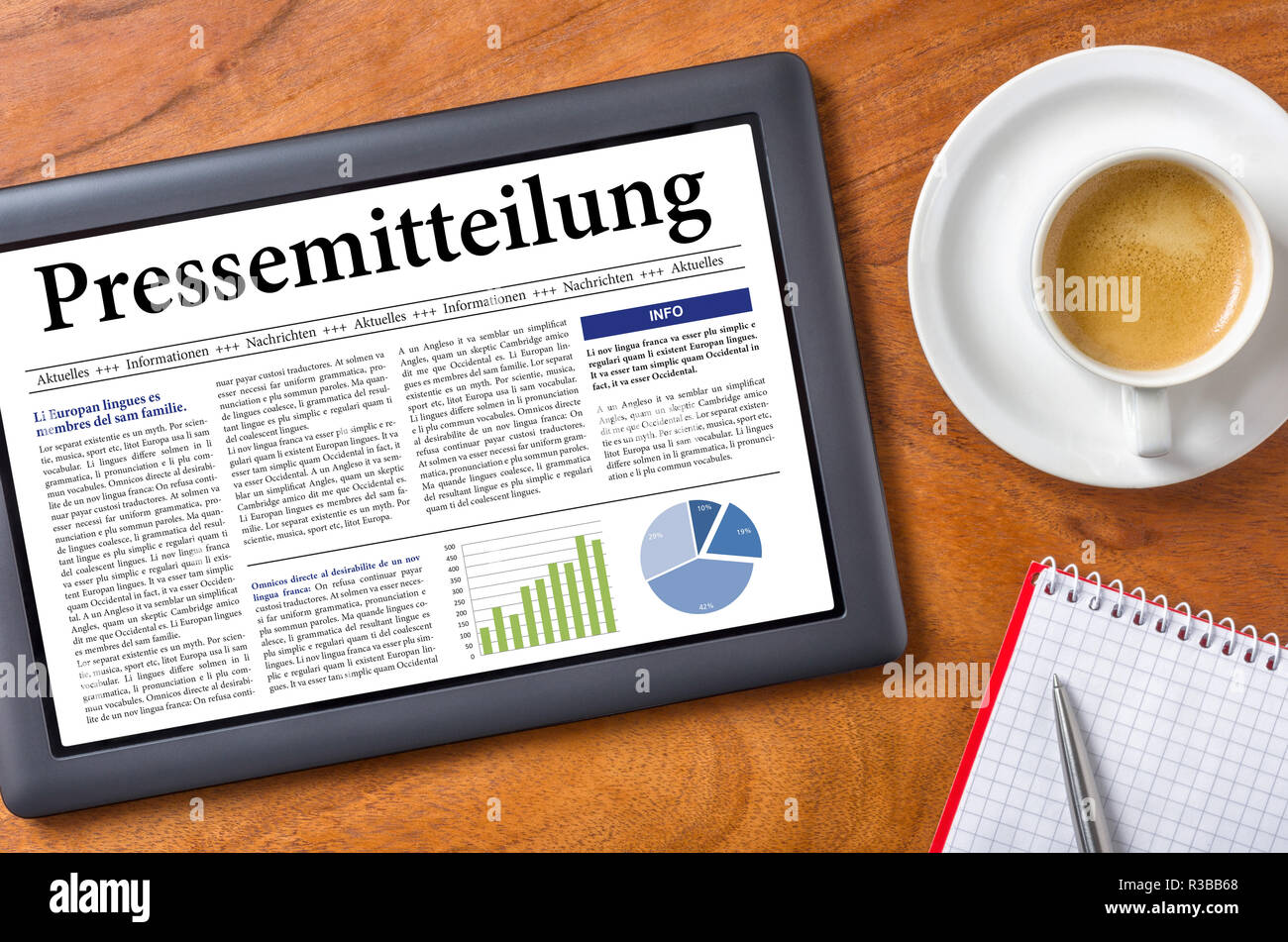 Compressa sulla scrivania - comunicato stampa Foto Stock