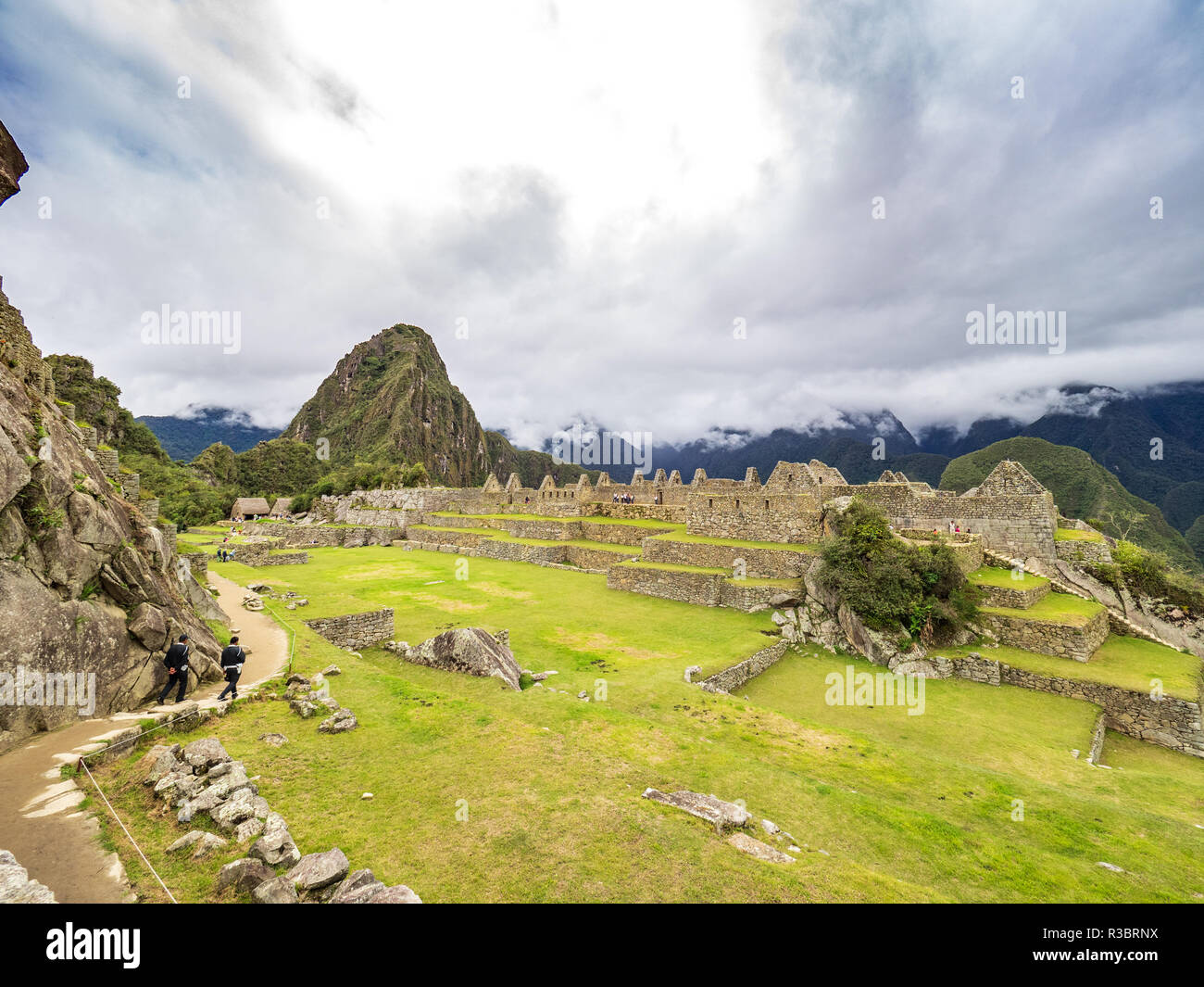 Tipiche costruzioni in Machu Picchu cittadella Foto Stock