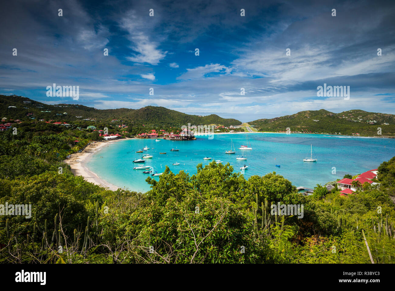 Le Indie occidentali francesi, St-Barthelemy. Baie de Saint Jean Foto Stock