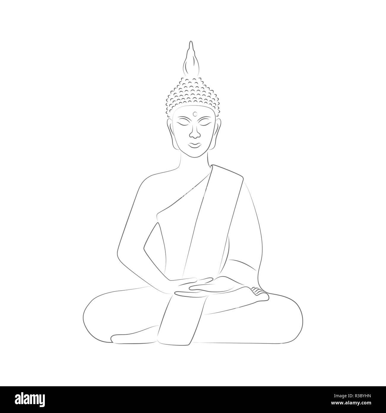 Il buddha meditazione yoga schizzo illustrazione vettoriale EPS10 Illustrazione Vettoriale