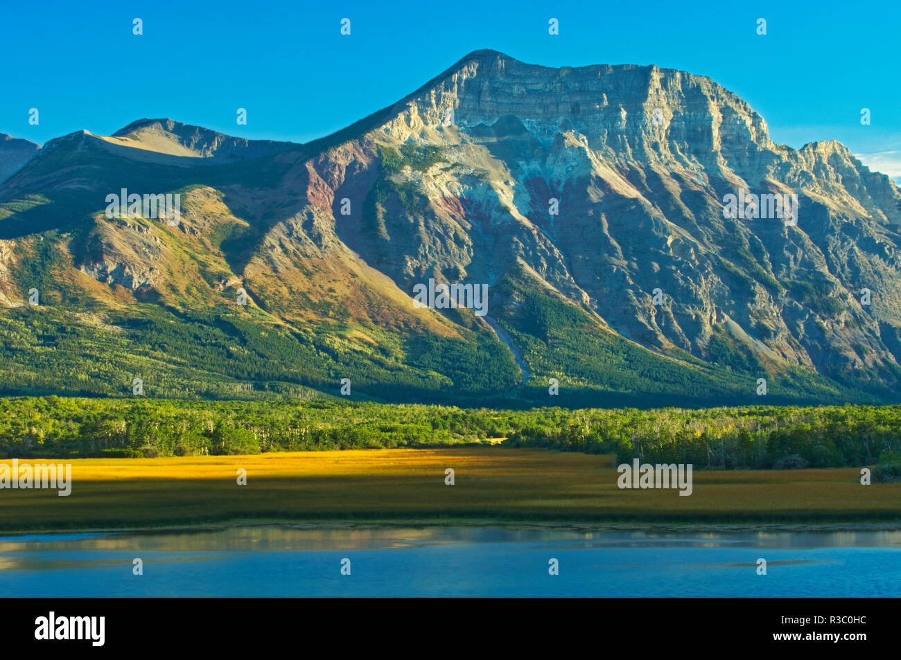 Canada, Alberta, Waterton Lakes National Park. Vimy Ridge e abbassare il Waterton Lago. Foto Stock