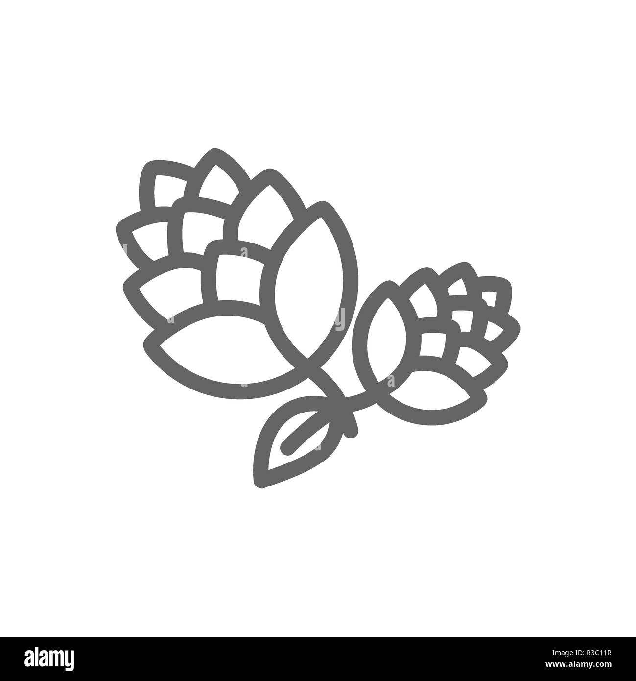 Semplice hop icona linea. Simbolo e segno illustration design. Isolato su sfondo bianco Foto Stock