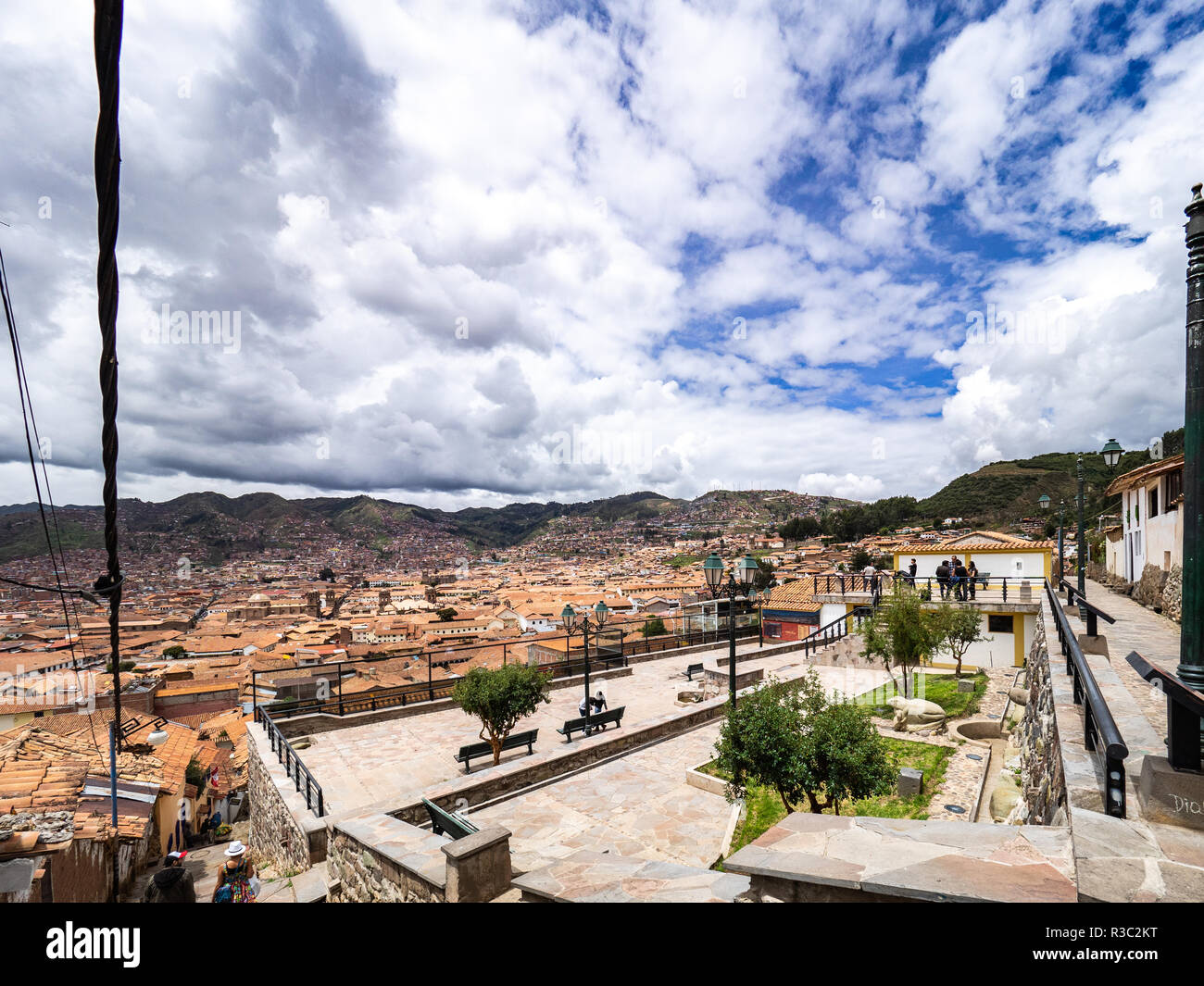 Vista della città di Cusco dal Mirador de San Blas Foto Stock